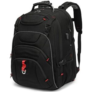 18.4 Extra Large Travel Laptop Backpack for Men, TSA Approved College High School Backpack with Suspended Load Technology-55L Expandable Gaming Laptop Backpack-Reduce Impact Force to 30%, Black.