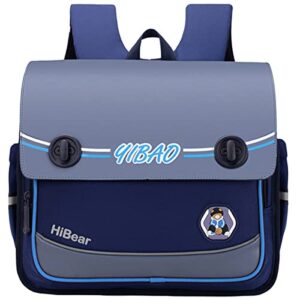 kebi kids backpack for boys japanese schoolbag for 7 to 12 years boy waterproof school bag(grey blue cute bear)