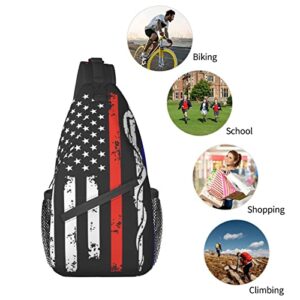 Sling Bag, Red Stripe Firefighter Usa Flag Shoulder Backpack Chest Pack Causal Crossbody Daypack For Women Men