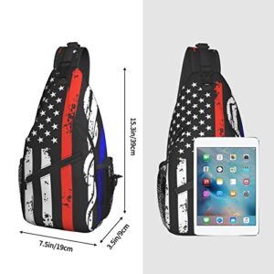 Sling Bag, Red Stripe Firefighter Usa Flag Shoulder Backpack Chest Pack Causal Crossbody Daypack For Women Men