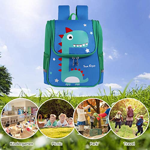 DNSHAN Toddler Backpacks for Boys, 11 Inch Ultra-light Preschool Bookbag for Little Kids, 1-4 Years Old, Dinosaur