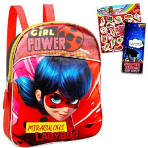 zagtoon miraculous ladybug backpack set – bundle with 11 inch stickers and more (miraculous school supplies) for girls