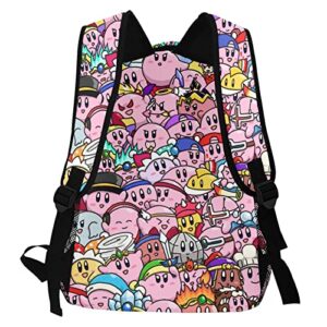 Anime Gaming Backpack For Girls Boys, Cute Cartoon All Over Printed Laptop Bag Pink, Black