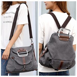 Cute Backpack Purse for Women Small Canvas Backpack for Women School College Bookbag Travel Laptop Bag Shoulder Handbags Rucksack Lightweight Grey