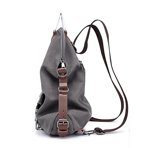 Cute Backpack Purse for Women Small Canvas Backpack for Women School College Bookbag Travel Laptop Bag Shoulder Handbags Rucksack Lightweight Grey