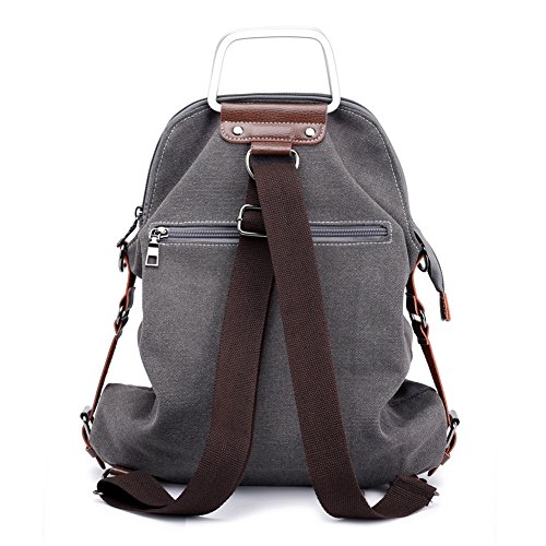 Cute Backpack Purse for Women Small Canvas Backpack for Women School College Bookbag Travel Laptop Bag Shoulder Handbags Rucksack Lightweight Grey