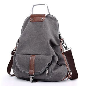 Cute Backpack Purse for Women Small Canvas Backpack for Women School College Bookbag Travel Laptop Bag Shoulder Handbags Rucksack Lightweight Grey