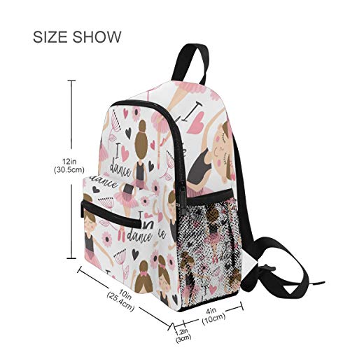 Cute Ballerina Backpack for School Bookbag Backpack Upgraded Small Travel Backpack(906b)