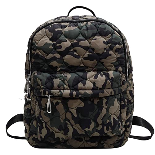 JQWYGB Puffer Backpack - Puffy Backpack Soft Nylon Casual Daypack Lightweight Quilted Backpack for Women Girls (Camouflage)