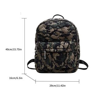 JQWYGB Puffer Backpack - Puffy Backpack Soft Nylon Casual Daypack Lightweight Quilted Backpack for Women Girls (Camouflage)