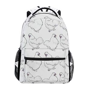 mqifrb silkie chicken boys&teen&adult backpack office sackpack stylish luggage lightweight school college travel bags, 11.5 x 8 x 16 inch