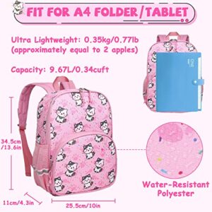 Toddler Backpack for Girls, Kasqo 13.5 Inch Lightweight Waterproof Kids Bookbag Preschool Kindergarten Schoolbag for little Girls 3-6 Years Old, Pink Cat