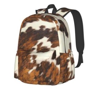 red and white cowhide print bookbag, backpacks for women men laptop backpack, bookbags for teen girls boys