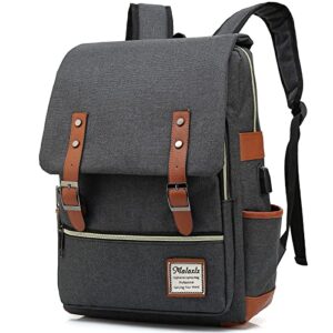 malaxlx black vintage bookbag for teen girls student, high school usb laptop backpack for women