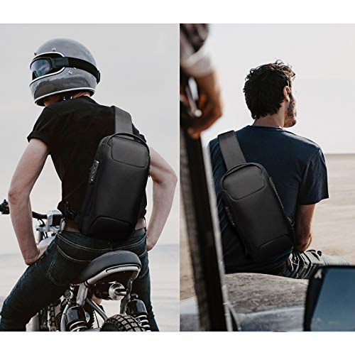 Anti-theft Sling Chest Bag Waterproof Crossbody Shoulder Bag Casual Daypack Rucksack with USB Charging Port for Men Women (black)