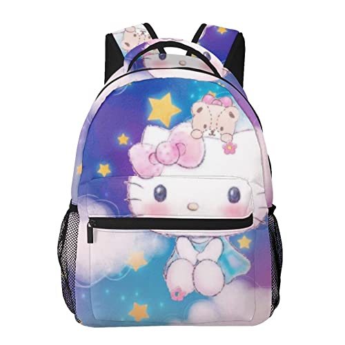 Cartoon Cat Backpack Laptop Bag Casual Travel Daypack for Women Girl