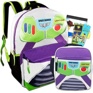buzz lightyear backpack with lunch box set – buzz lightyear backpack for boys, lightyear lunch box, stickers, more | toy story backpack for kids