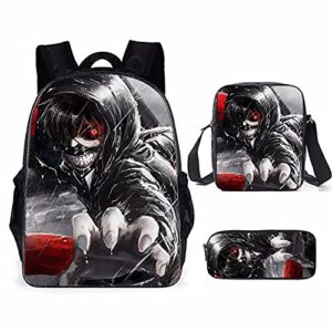 bugutkong 3 in 1 anime tokyo ghoul backpack bookbag school bag daypack rucksack shoulder bag 9