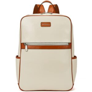 bostanten leather laptop backpack for women 15.6 inch computer backpack travel work school bag
