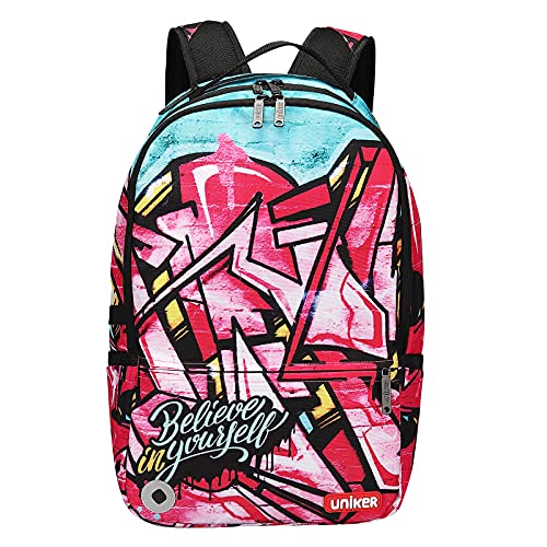 Hip Hop Backpack Teens,Graffiti Backpack for School,Casual Daypack,Designer Laptop Backpack,Computer Backpack for Laptop 15.6 Inch,High School Backpack Pink,College Backpack with USB Charging Port