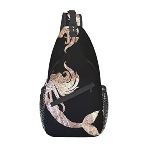 psvod black mermaid crossbody bag, men’s and women’s sling chest cross body bag, used for leisure and travel