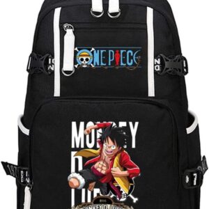 One and Piece Monkey D Luffy Anime Backpack Student Schoolbag Laptop Book Bag Casual Dayback Black 2