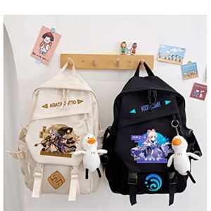 Genshin Impact Xiao Cosplay Backpack Anime Backpacks for Teens Adult (16 INCH With Cute Doll of Duck)