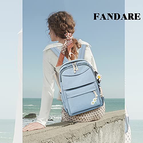 FANDARE Casual Daypacks Backpacks Lover School Bag Girls Boys College Backpack Knapsack Bookbag for Women Men Teens Outdoor Travel Shopping Work Campus Rucksack Durable Nylon Blue