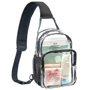 clear sling bag stadium approved, multipurpose clear shoulder backpack, casual chest daypack for hiking, stadium or concerts