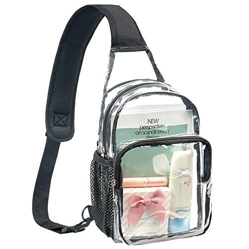 Clear Sling Bag Stadium Approved, Multipurpose Clear Shoulder Backpack, Casual Chest Daypack for Hiking, Stadium or Concerts