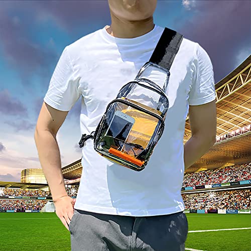 Clear Sling Bag Stadium Approved, Multipurpose Clear Shoulder Backpack, Casual Chest Daypack for Hiking, Stadium or Concerts