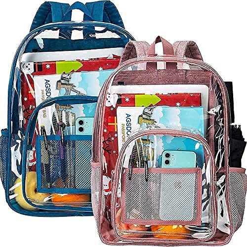 Clear Backpack for women and men, Heavy Duty Transparent Bookbag - 16" See Through Large Backpacks Stadium Approved