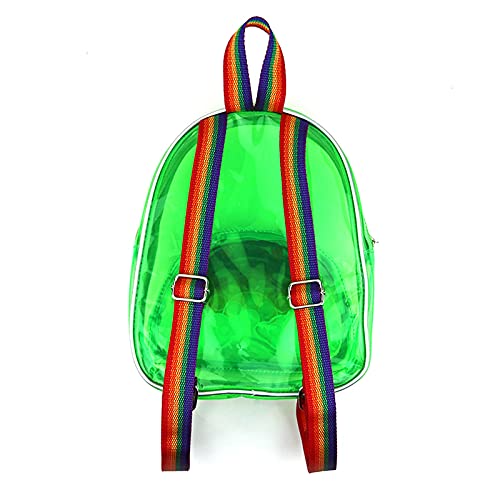 Domingbub Fidget Clear Backpack, Pop-On-It Small Backpack with Rainbow Clouds, Girls Fidget Backpack for School Travel (Green, Transparent)