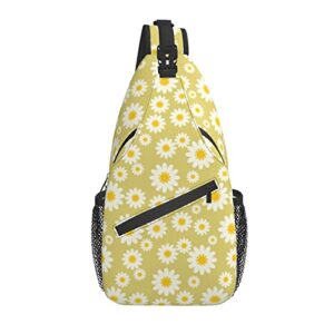 Flower Daisy Sunflower Crossbody Backpack Sling Bag Lightweight Shoulder Bags for Women Men Gifts Travel Sport Walking Biking Cycling Daypack