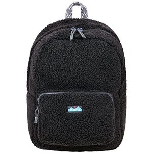 kavu pack fleece backpack furry sherpa bag for school kids and travel – jet black