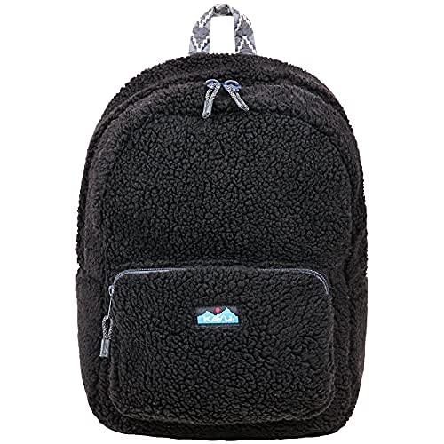 KAVU Pack Fleece Backpack Furry Sherpa Bag For School Kids and Travel - Jet Black