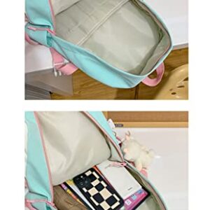 KOWVOWZ Lovely Kawaii Backpack for Teen Girls Back to School Aesthetic Student Bookbag withi Pin & Cute Accessories (Pink)