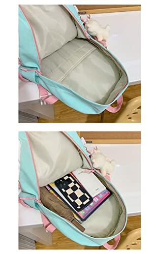 KOWVOWZ Lovely Kawaii Backpack for Teen Girls Back to School Aesthetic Student Bookbag withi Pin & Cute Accessories (Pink)