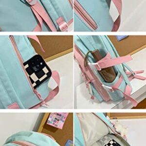 KOWVOWZ Lovely Kawaii Backpack for Teen Girls Back to School Aesthetic Student Bookbag withi Pin & Cute Accessories (Pink)