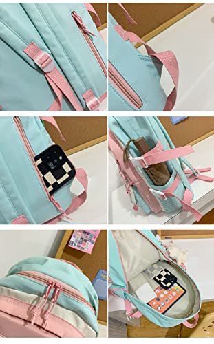 KOWVOWZ Lovely Kawaii Backpack for Teen Girls Back to School Aesthetic Student Bookbag withi Pin & Cute Accessories (Pink)