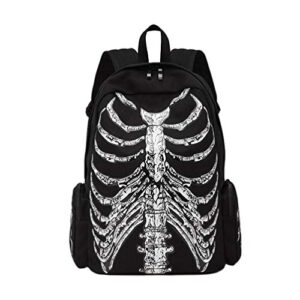 tendycoco ribcage skeleton print backpacks halloween party favor bag canvas students shoulder bag