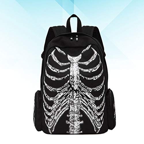 TENDYCOCO Ribcage Skeleton Print Backpacks Halloween Party Favor Bag Canvas Students Shoulder Bag