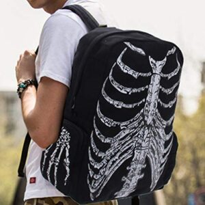 TENDYCOCO Ribcage Skeleton Print Backpacks Halloween Party Favor Bag Canvas Students Shoulder Bag