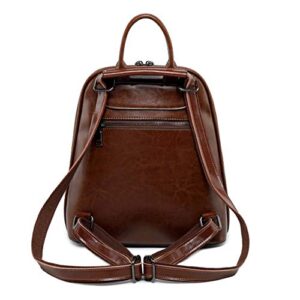 Iswee Vintage Leather Backpack for Women Casual Daypack Style Backpacks for Ladies and Girls (Coffee)