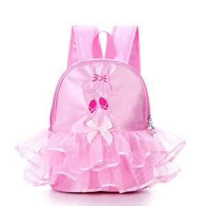 oridoor little girl’s cute ballet dance duffel bags tutu dress dance backpack with pink lace for ballerina b3 pink shoes