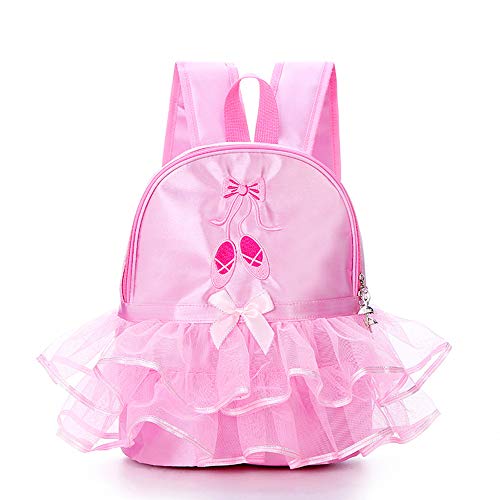 ORIDOOR Little Girl's Cute Ballet Dance Duffel Bags Tutu Dress Dance Backpack with Pink Lace for Ballerina B3 Pink Shoes