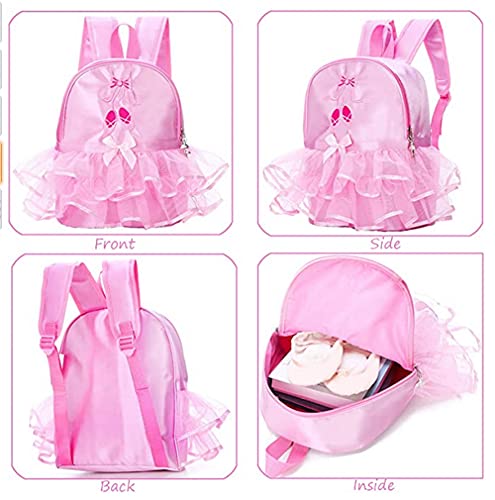 ORIDOOR Little Girl's Cute Ballet Dance Duffel Bags Tutu Dress Dance Backpack with Pink Lace for Ballerina B3 Pink Shoes