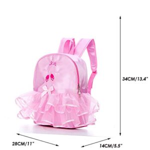 ORIDOOR Little Girl's Cute Ballet Dance Duffel Bags Tutu Dress Dance Backpack with Pink Lace for Ballerina B3 Pink Shoes