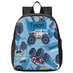naanle custom kid backpack with name monster truck cars backpacks boys girls baby rucksack for preschool kindergarten