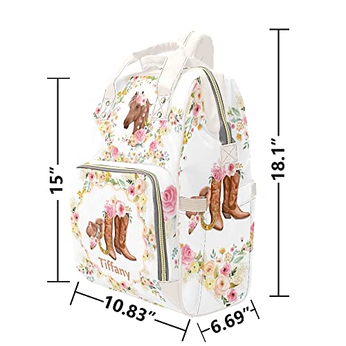 Eiis Unidesign Sweet Floral Hats Boots Horse Cowgirl Personalized Diaper Bag Backpack with Name,Custom Tote Bag Travel DayPack for Nappy Mommy Baby Boy Girl